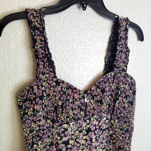 Free People Intimately Free Mini Smocked Printed Bodycon Dress Sz S - Picture 3 of 9